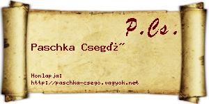 Paschka Csegő névjegykártya